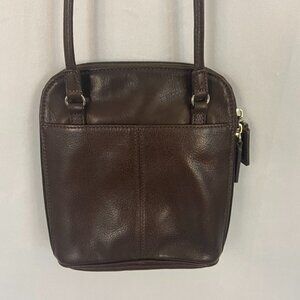 Fossil Crossbody Small Purse Bag Brown Leather Cell Phone Slip Pocket Organizer